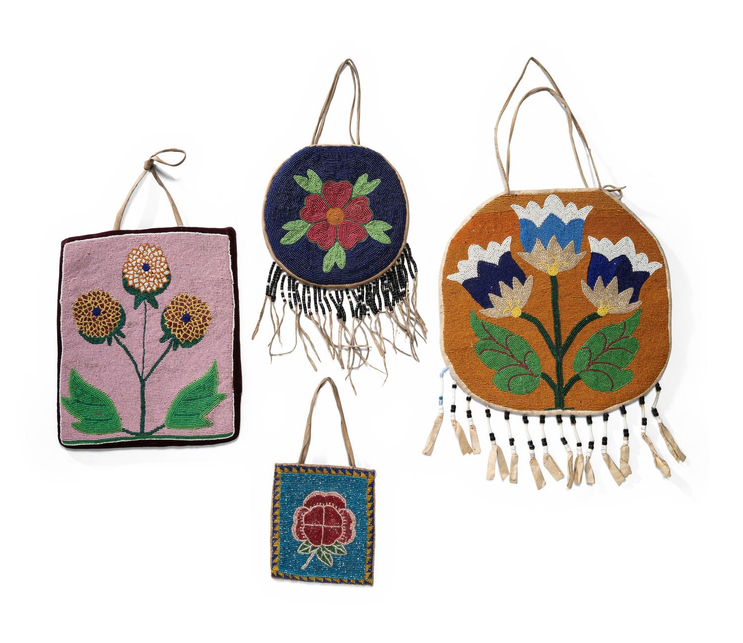 Plateau Beaded Flat Bags, Spring Flowers