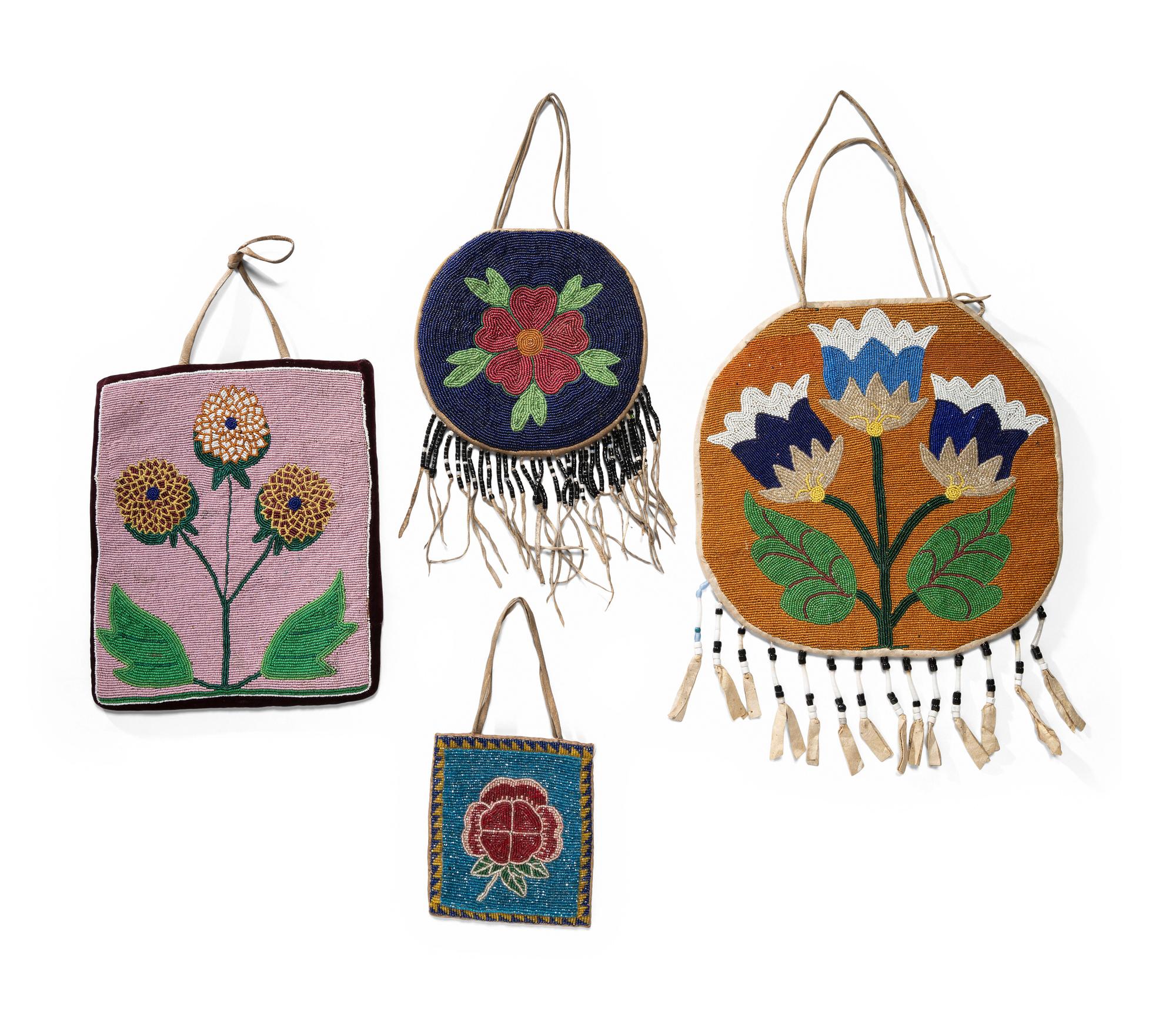 Plateau Beaded Flat Bags, Spring Flowers