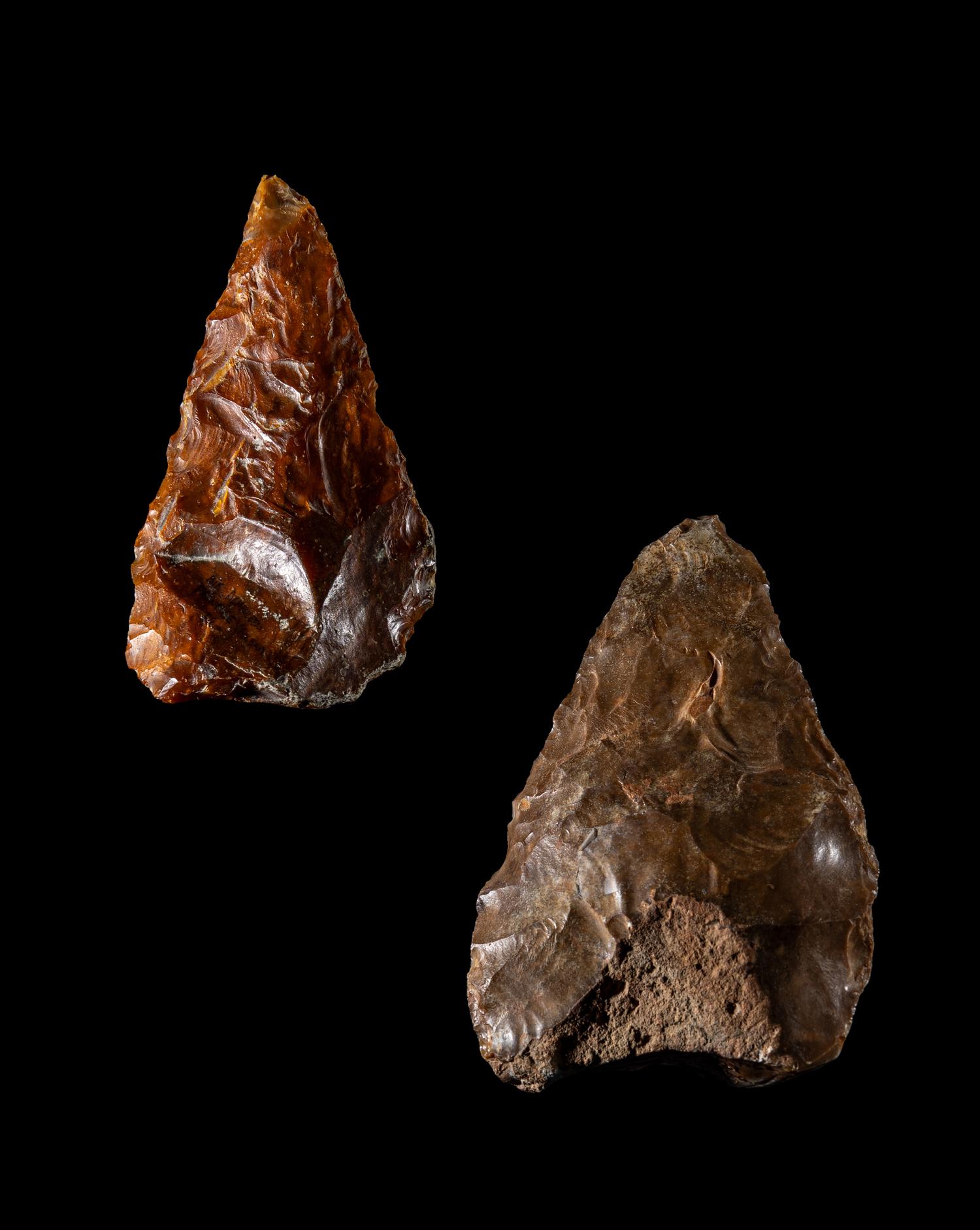 Two Paleolithic Flint Hand Axes
