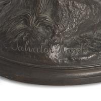 Continental School 19th Century, A Patinated Bronze Figure of a Lady with Bird