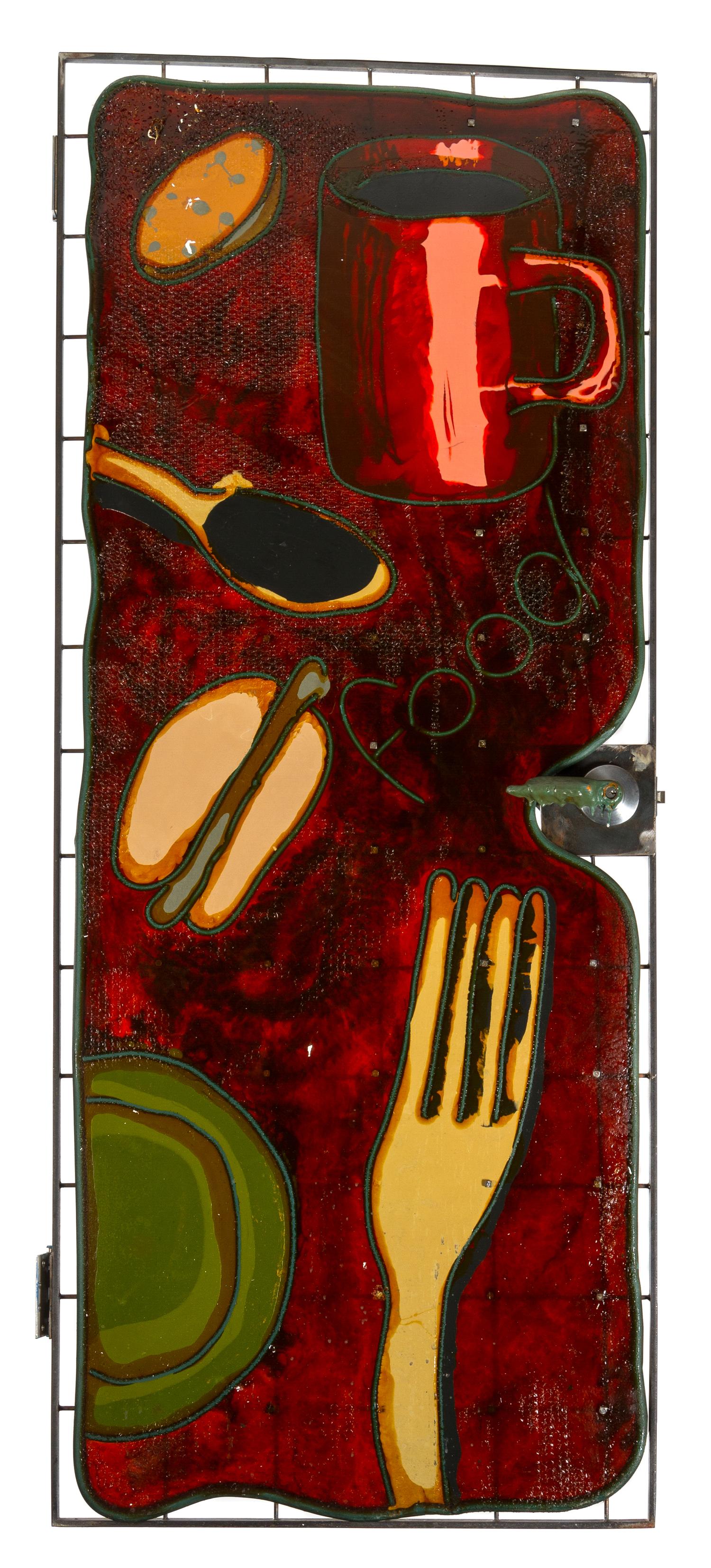 A Molded Resin and Steel Food Door Height 83 1/2 x 34 inches. — GAETANO PESCE, ITALIAN (b. 1939), 1991