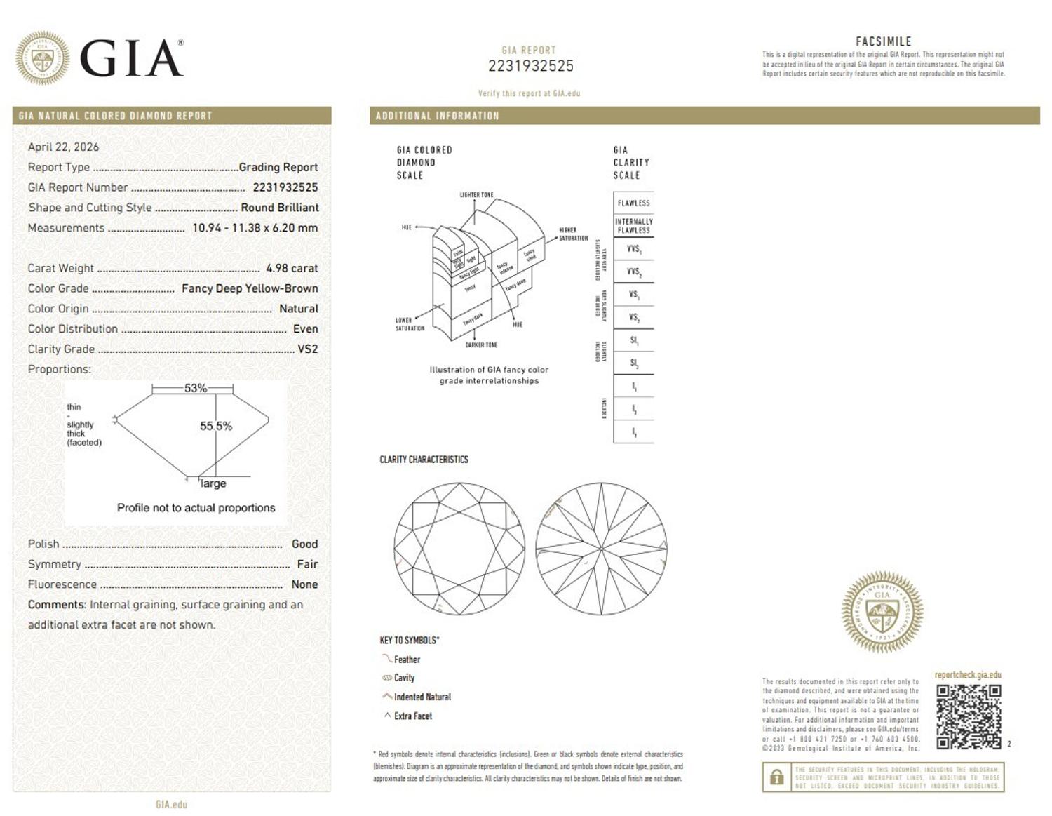 Fancy Deep Yellow-Brown Diamond and Diamond Ring