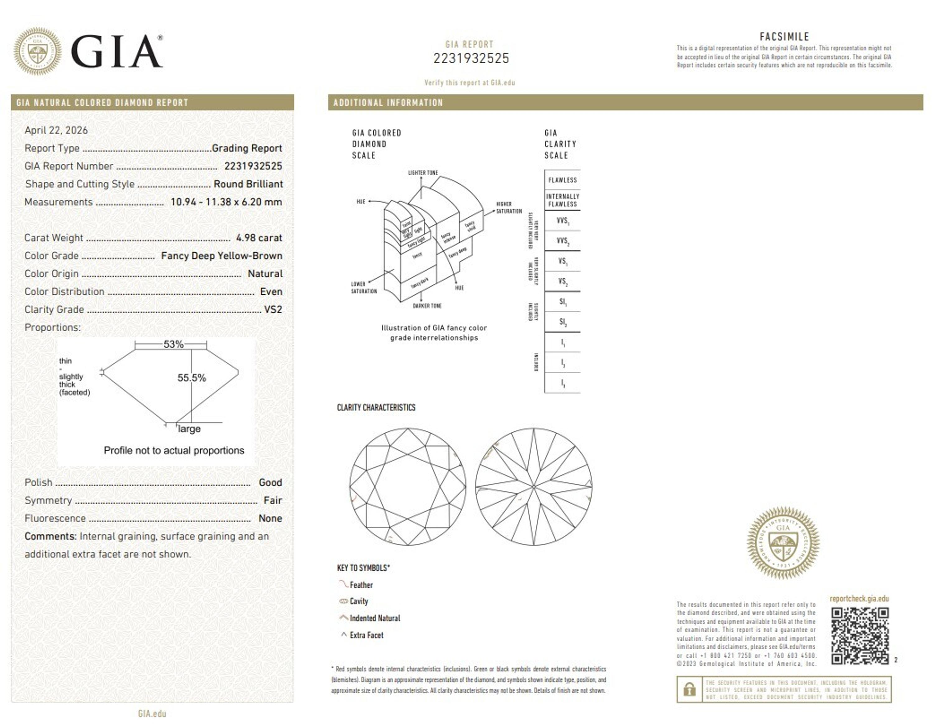 Fancy Deep Yellow-Brown Diamond and Diamond Ring