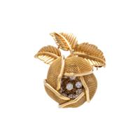 FRENCH, YELLOW GOLD AND DIAMOND ARTICULATED FLOWER PENDANT/BROOCH