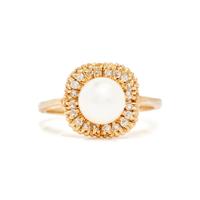 CULTURED PEARL AND DIAMOND RING