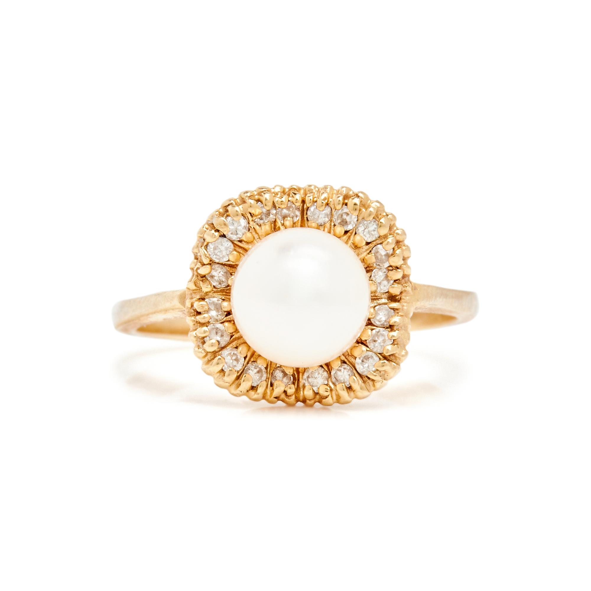 CULTURED PEARL AND DIAMOND RING