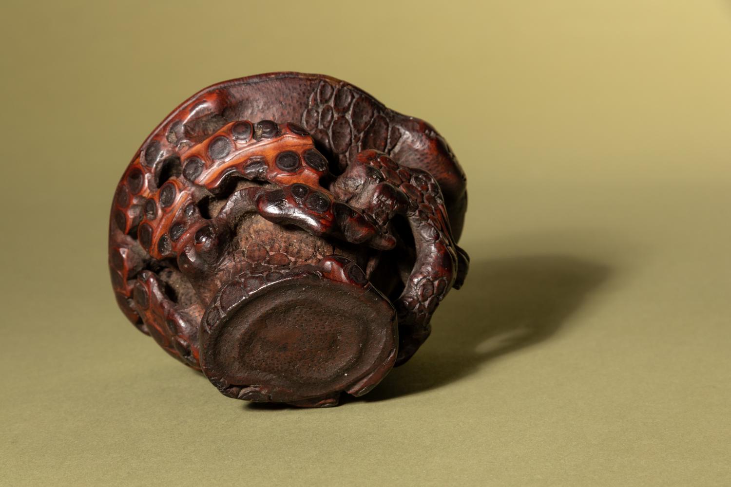 A Chinese Carved Bamboo 'Pine' Libation Cup