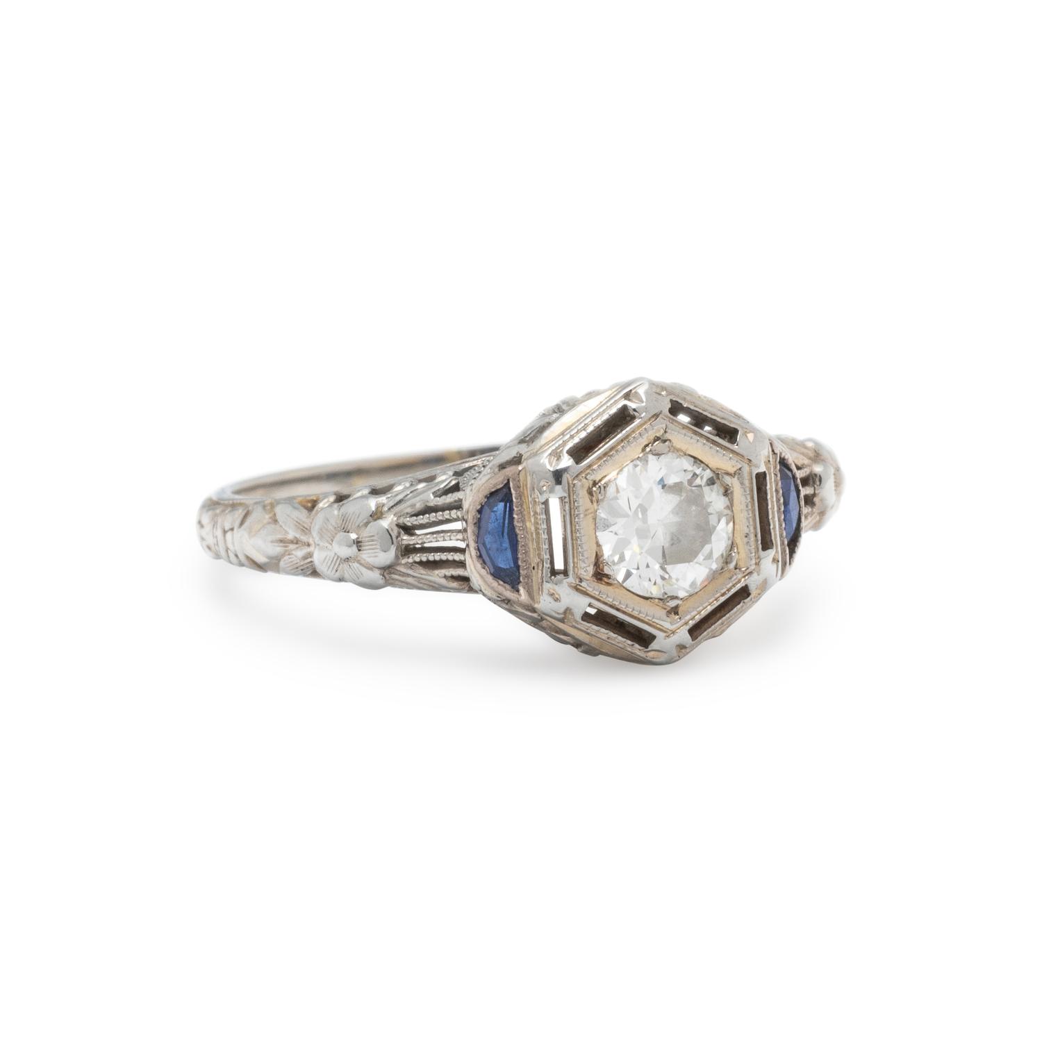 DIAMOND AND SYNTHETIC SAPPHIRE RING