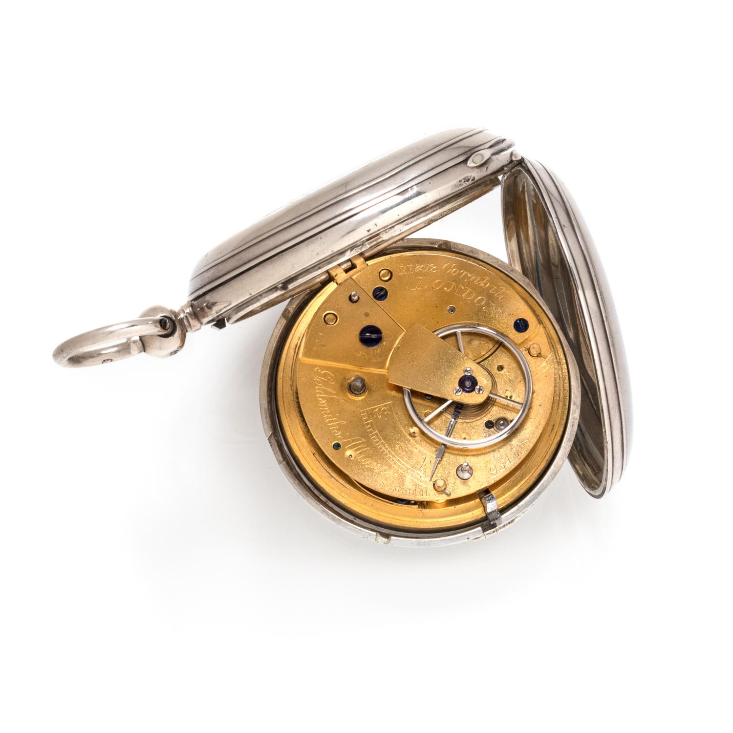BRITISH, STERLING SILVER DEMI-HUNTER POCKET WATCH