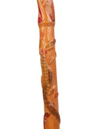 A Folk Art Snake and Alligator Carved Walking Stick