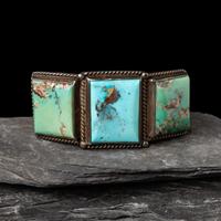 Mark Chee (Diné, 1914-1981) — Sterling Silver and Turquoise Cuff Bracelet