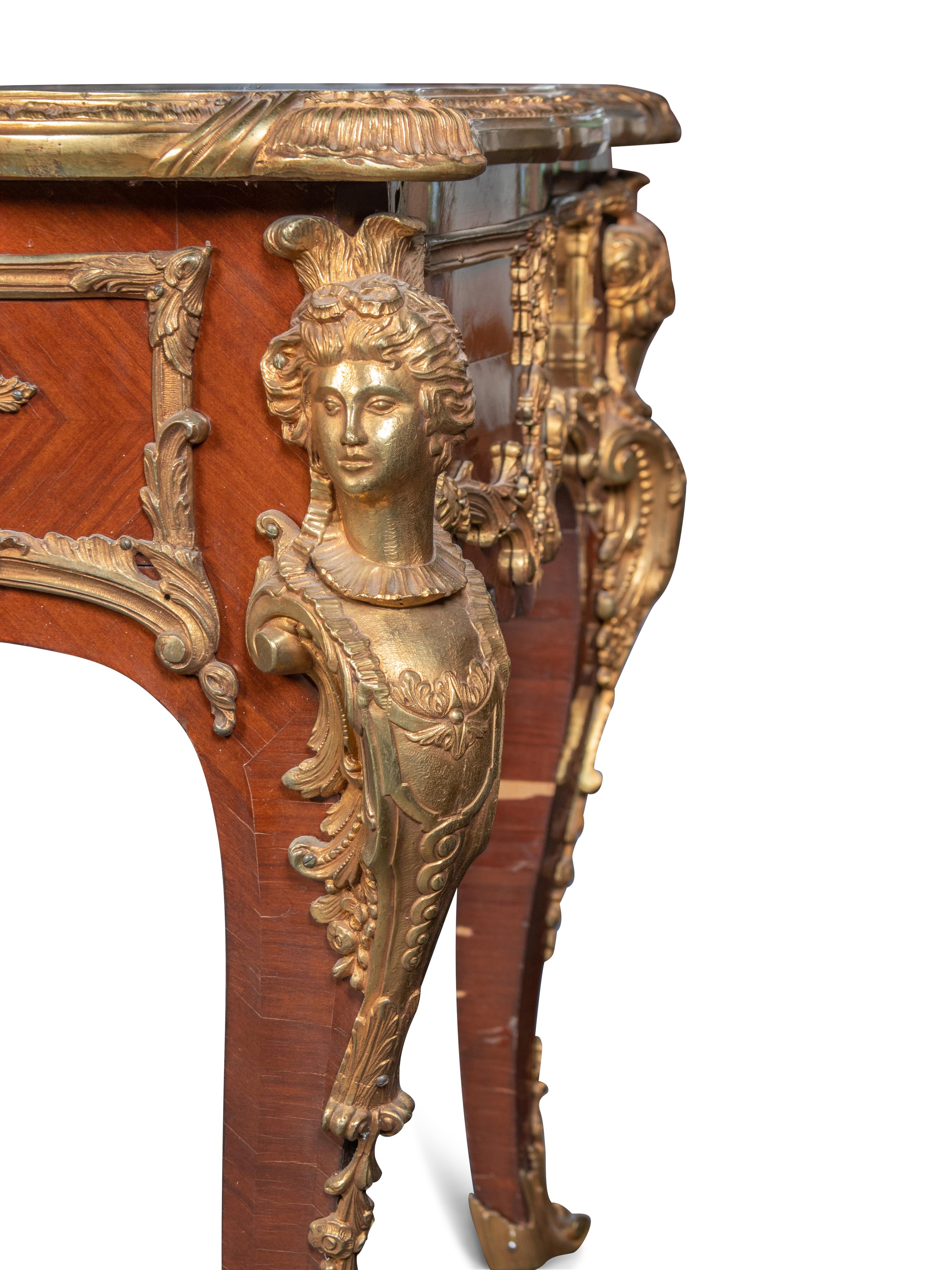 A Louis XV Style Bronze-Mounted Kingwood Bureau Plat