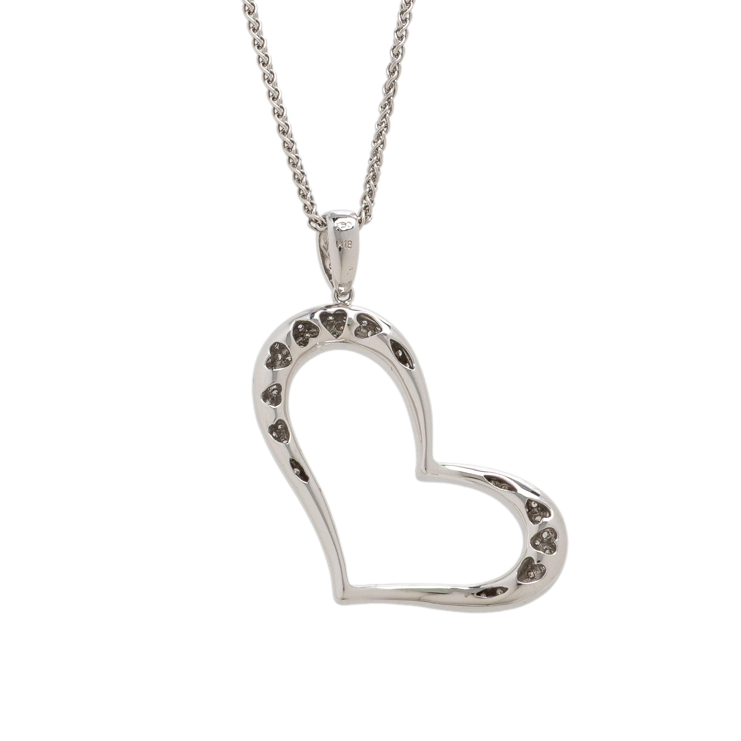 Diamond and White Gold Heart Pendant Necklace