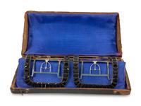A Pair of Georgian Black Jet Stone Inlaid Shoe Buckles