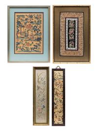 Eight Chinese Embroidered Silk Panels