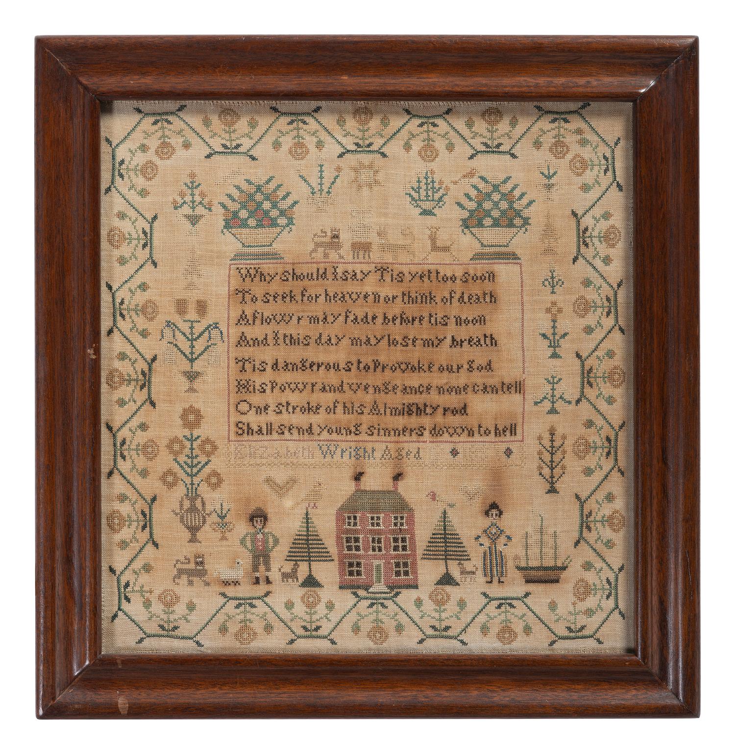 An American Schoolgirl's Needlework Sampler, Wrought by Elizabeth Wright