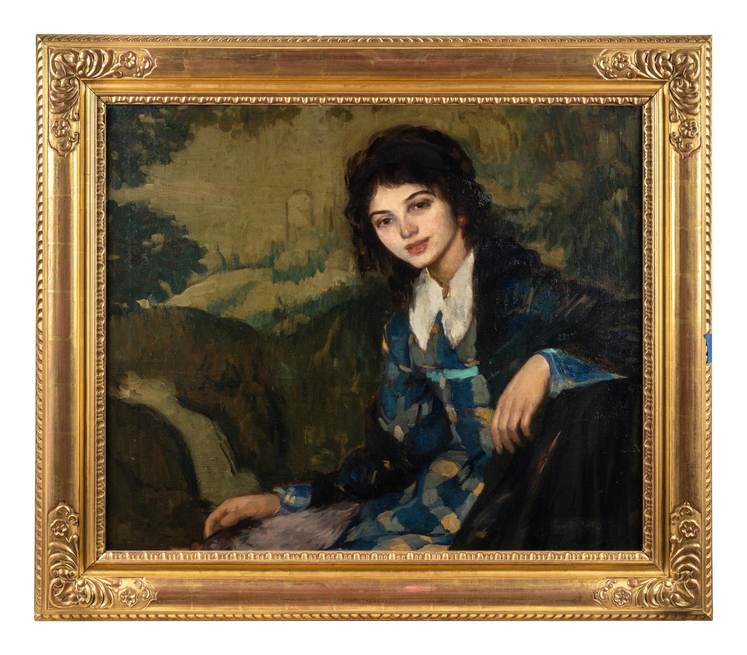 Young Woman Against a Tapestry , c. 1913