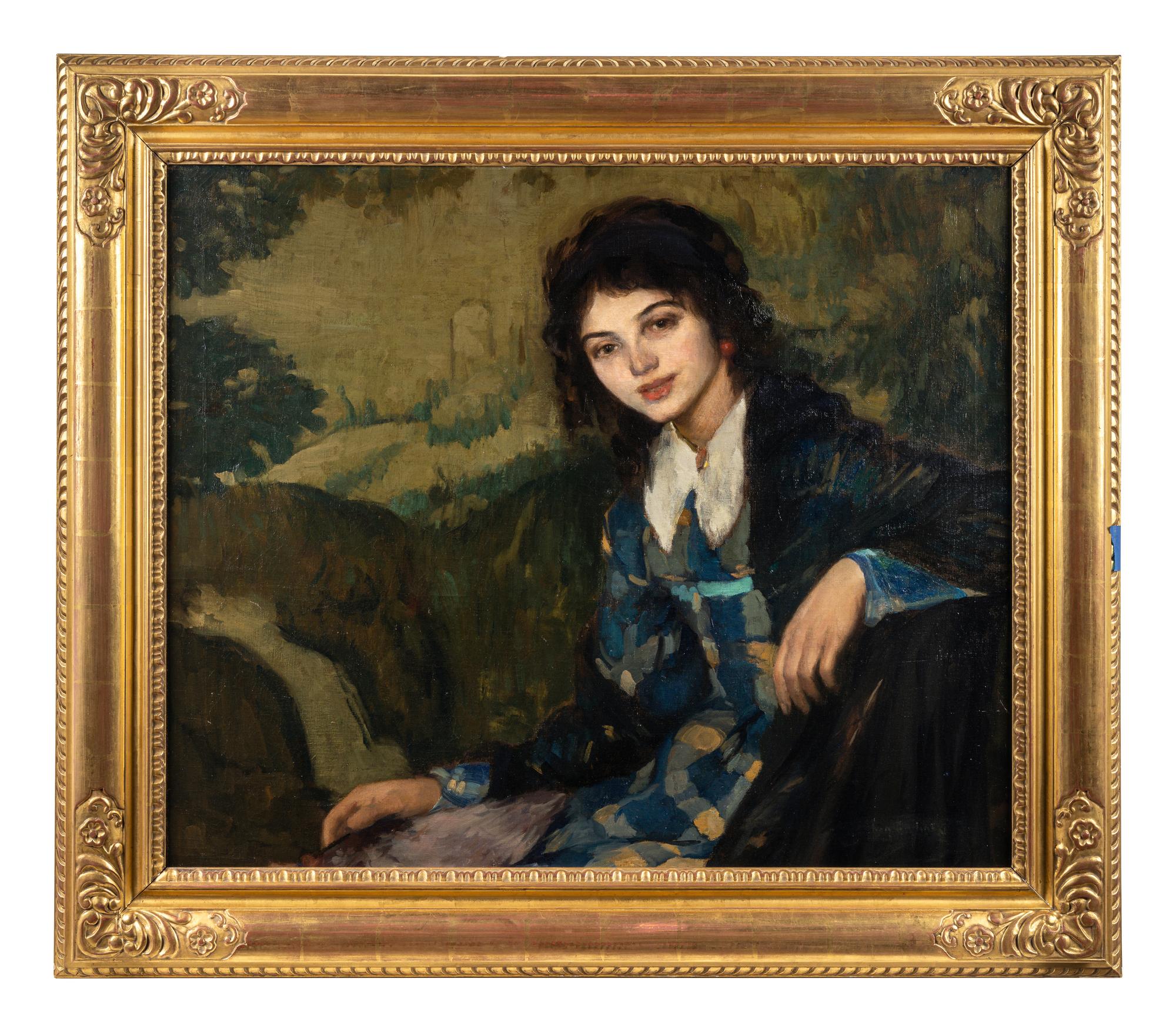 Young Woman Against a Tapestry , c. 1913