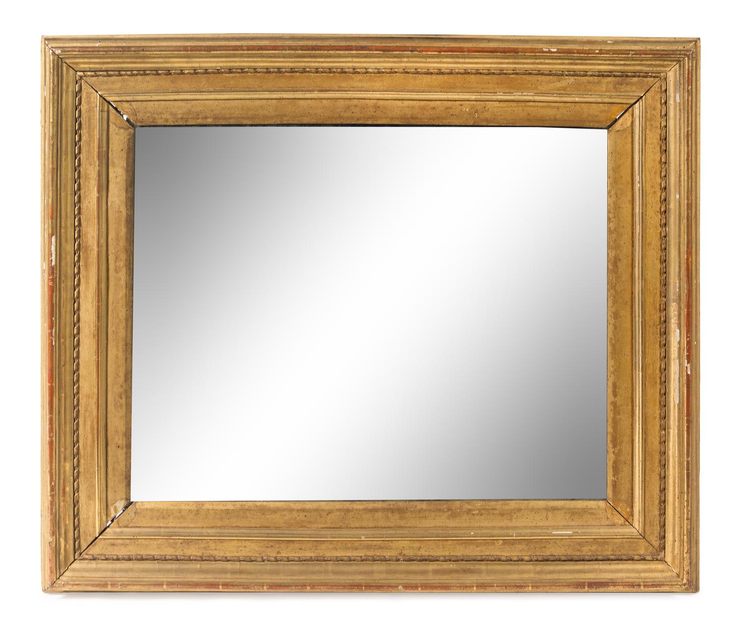 A Continental Giltwood Mirror Height 30 1/4 x width 35 inches. — 19TH CENTURY