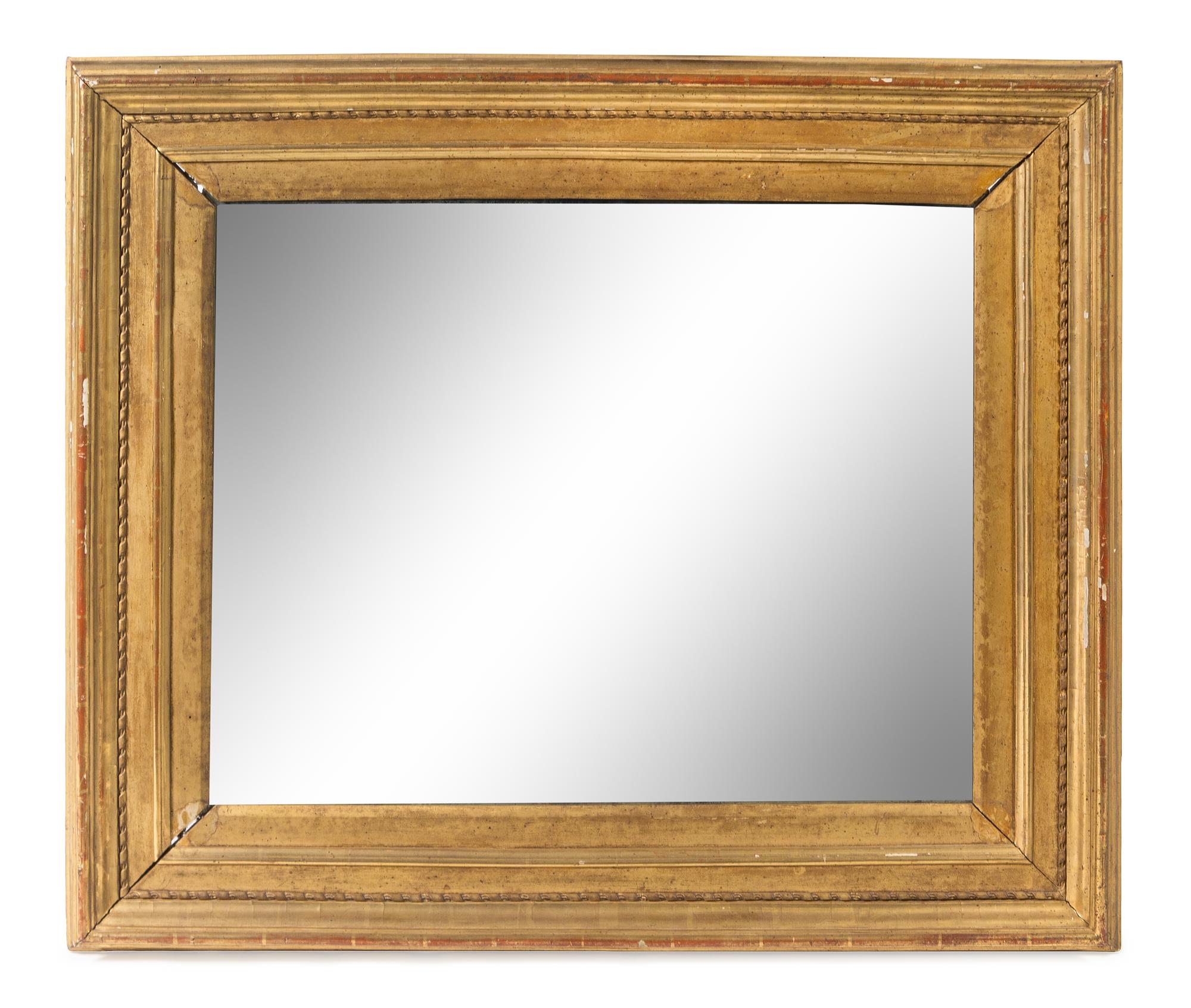 A Continental Giltwood Mirror Height 30 1/4 x width 35 inches. — 19TH CENTURY
