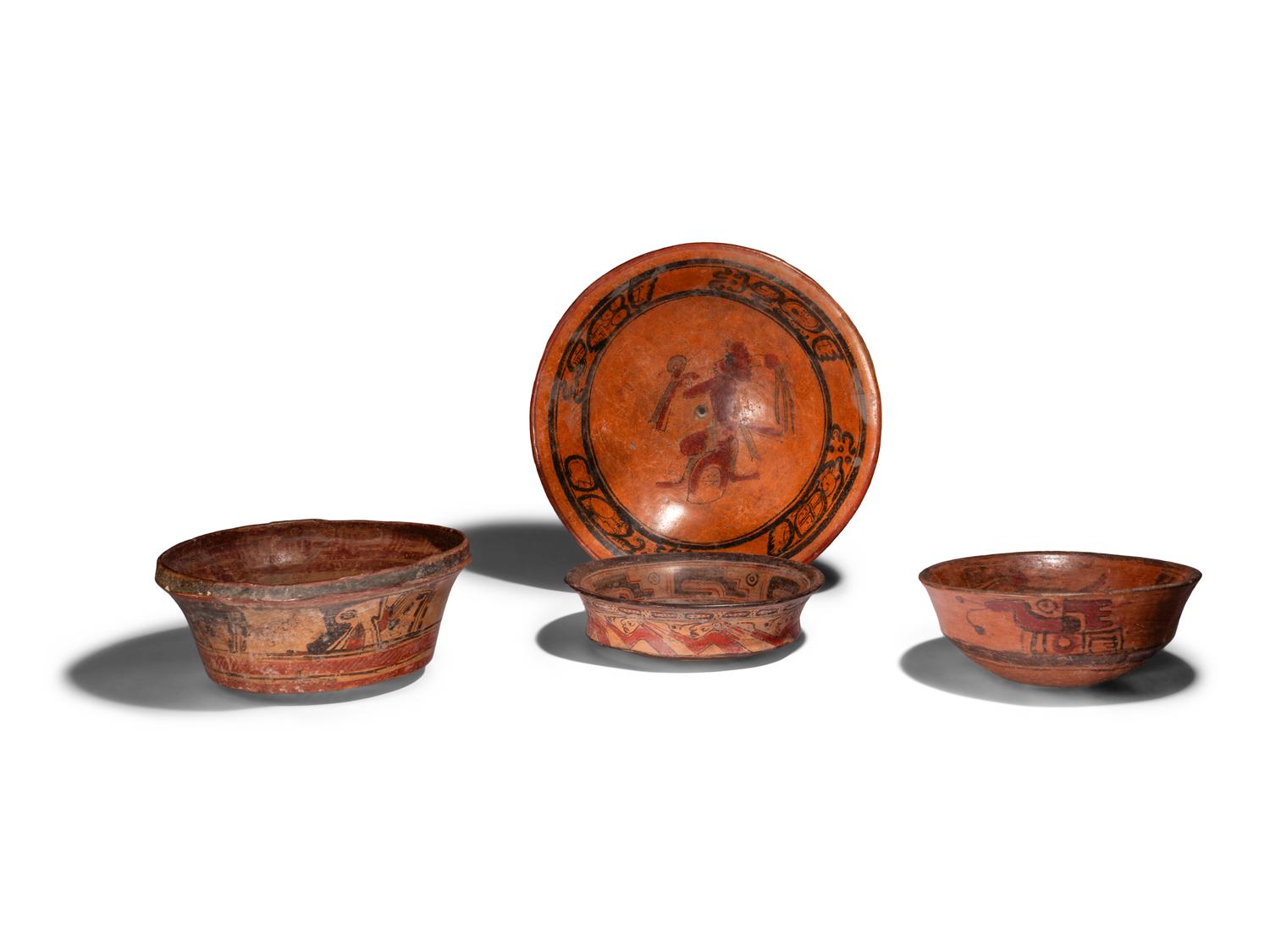 Four Maya Polychrome Bowls