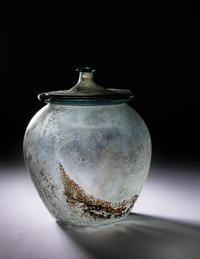 A Roman Blue-Green Glass Cinerary Urn