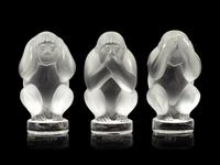 A Set of Three Lalique Sagesse Figures