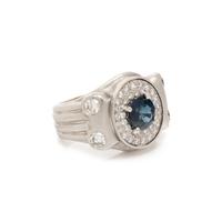 WHITE GOLD, SAPPHIRE AND DIAMOND RING