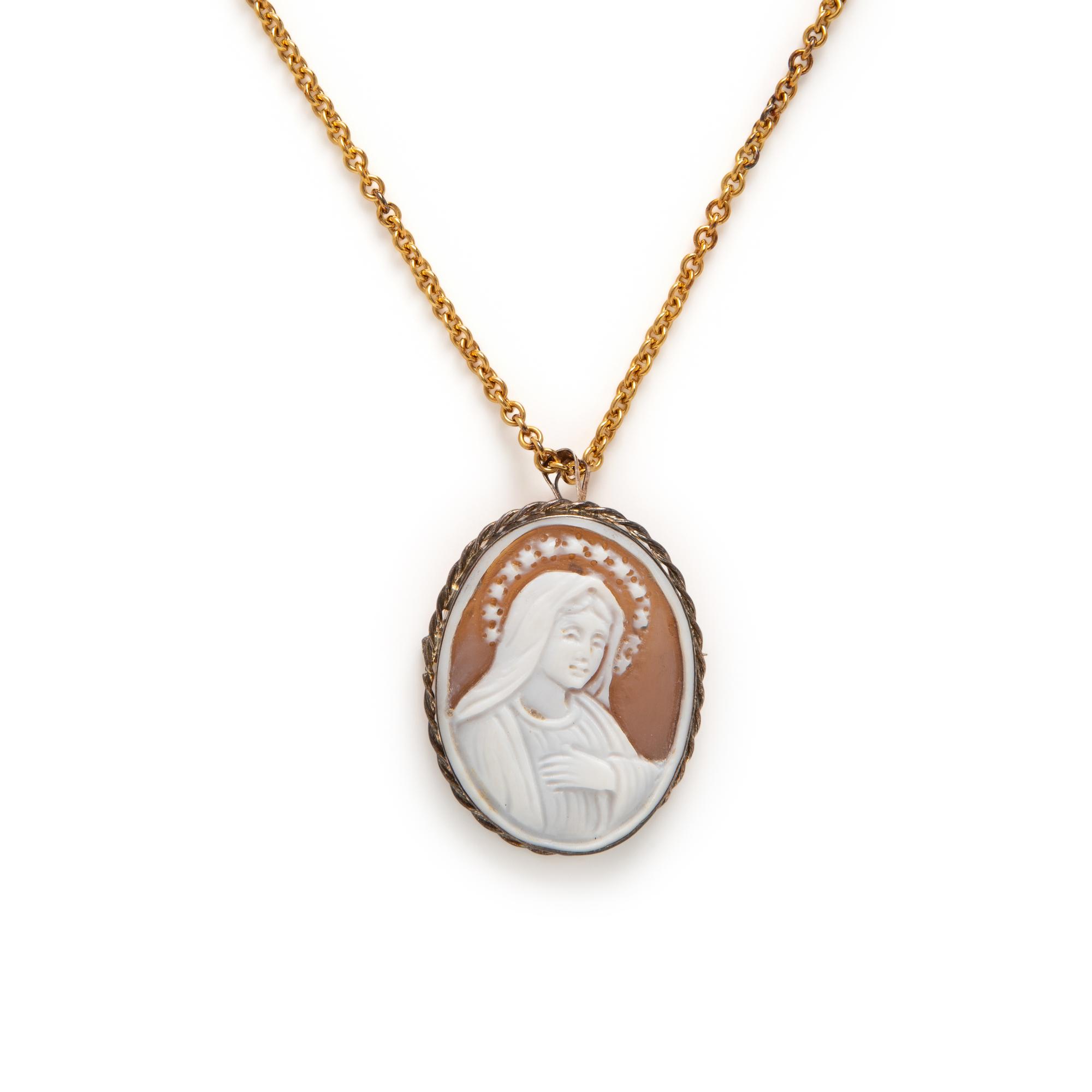 Tiffany & Co., Yellow Gold Chain with Virgin Mary Cameo Pendant