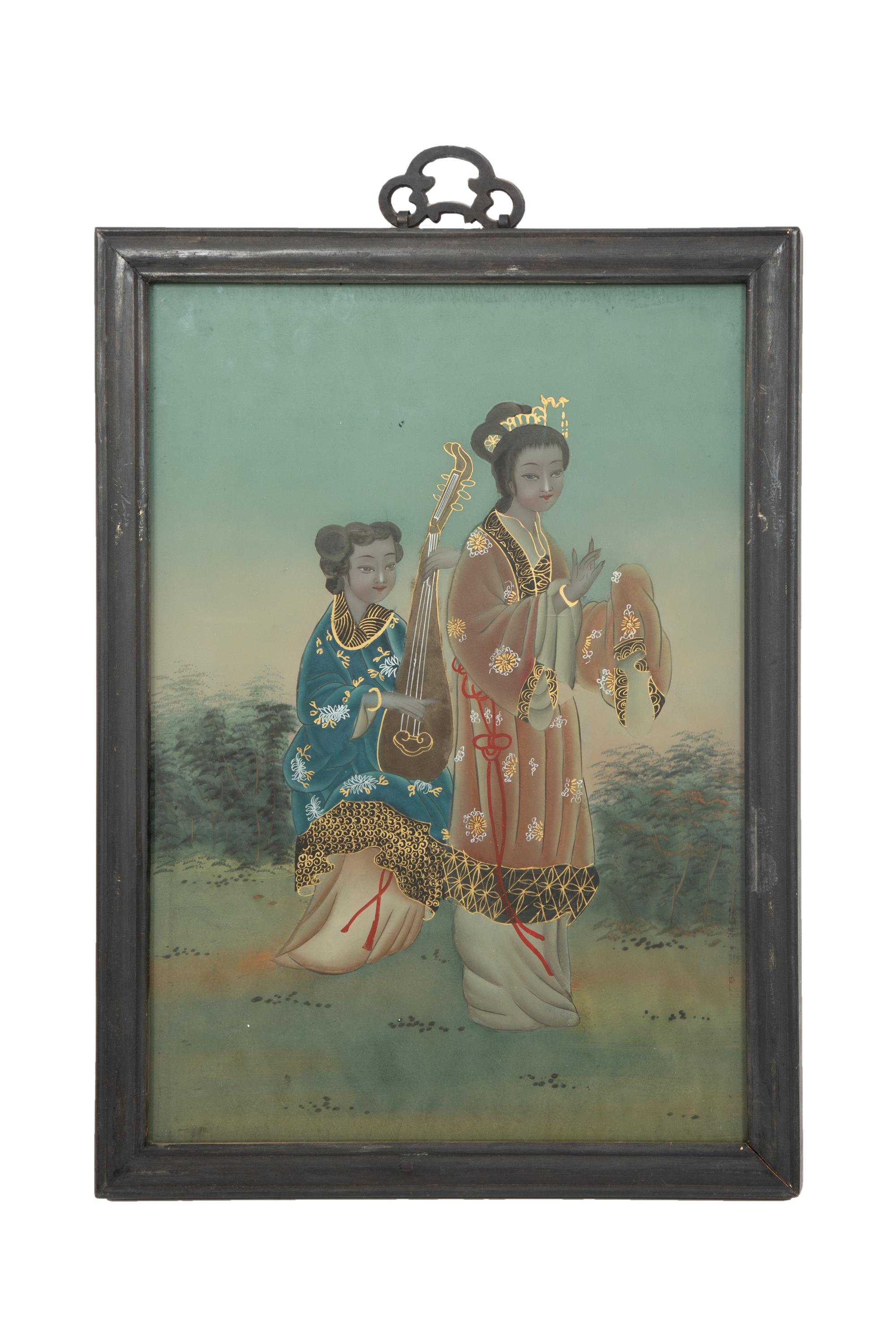 A Pair of Chinese Reverse Paintings on Glass