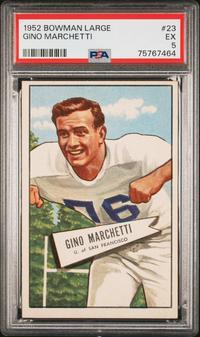 A Group of Nine 1952 Bowman Large Hall of Fame PSA Graded Football Cards,