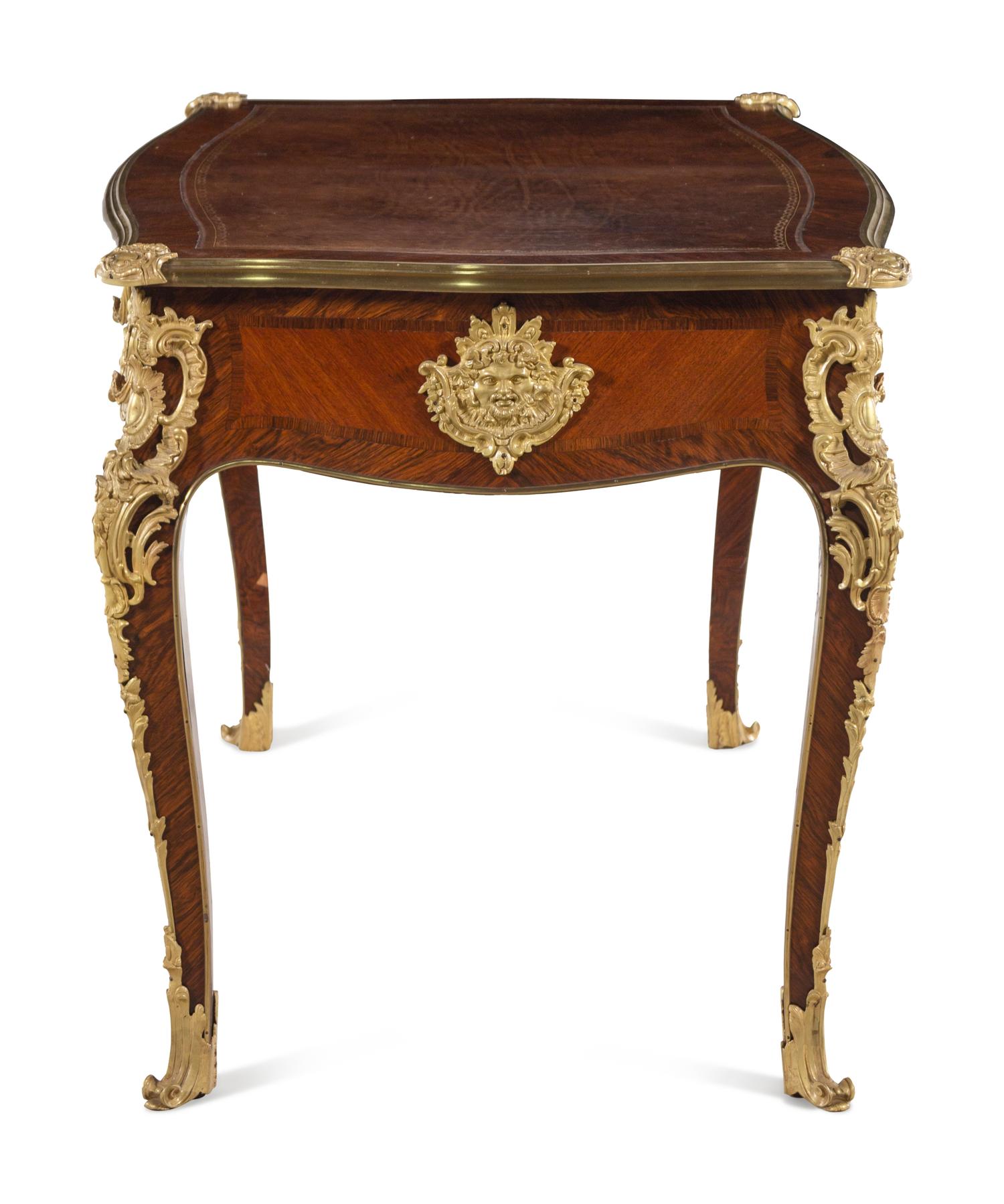 A Louis XV Style Gilt Bronze Mounted Bureau Plat