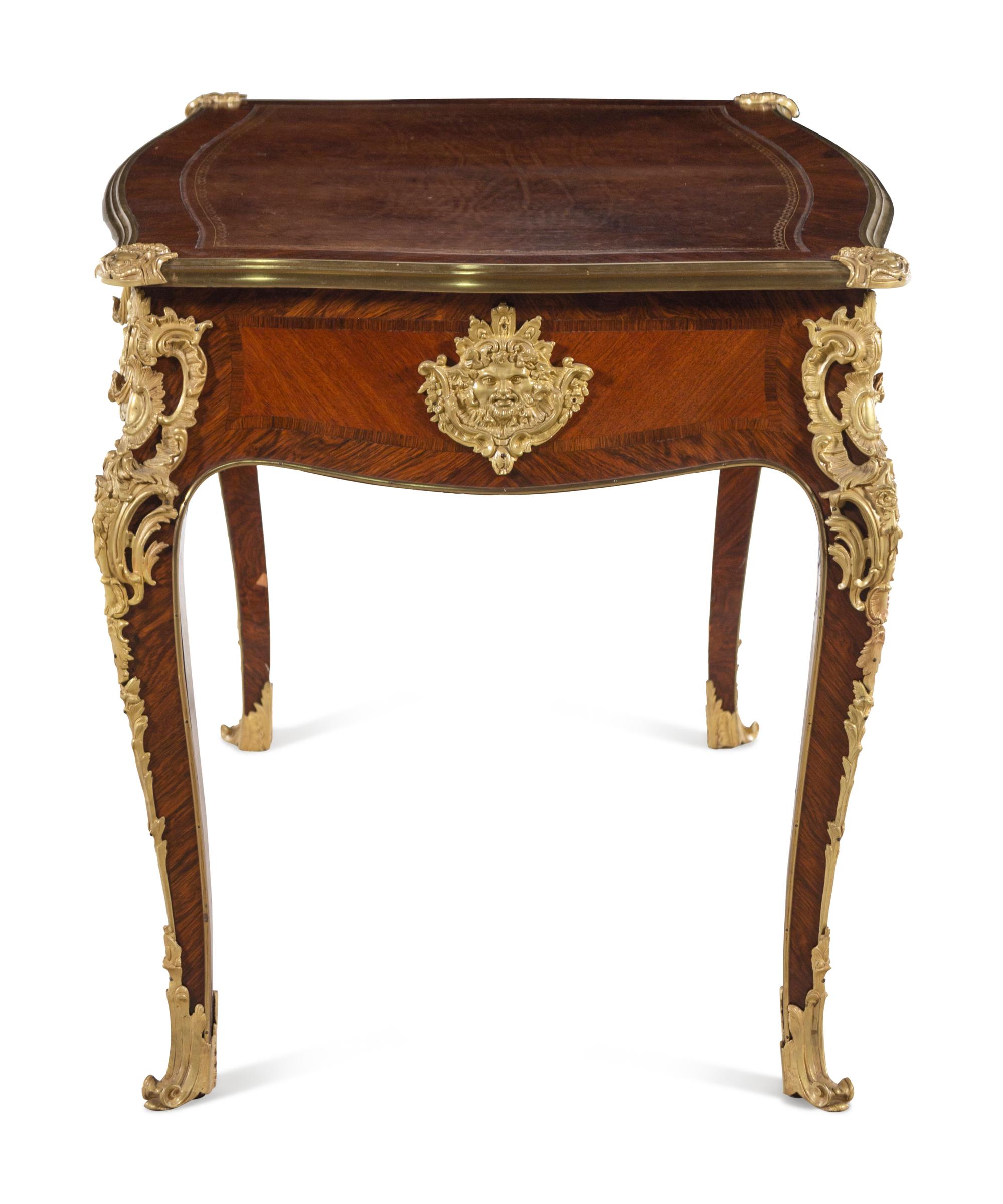 A Louis XV Style Gilt Bronze Mounted Bureau Plat