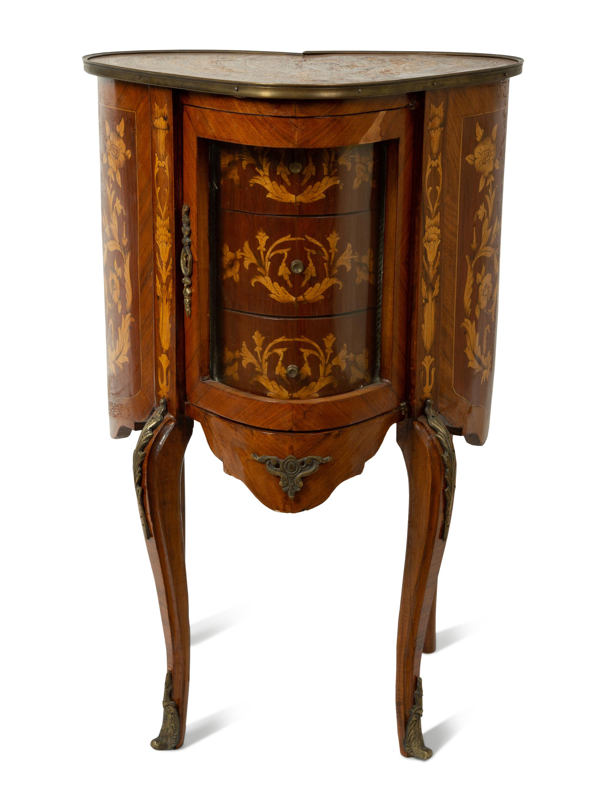 A Louis XV Style Marquetry Heart-Shaped Table — LATE 19TH CENTURY
