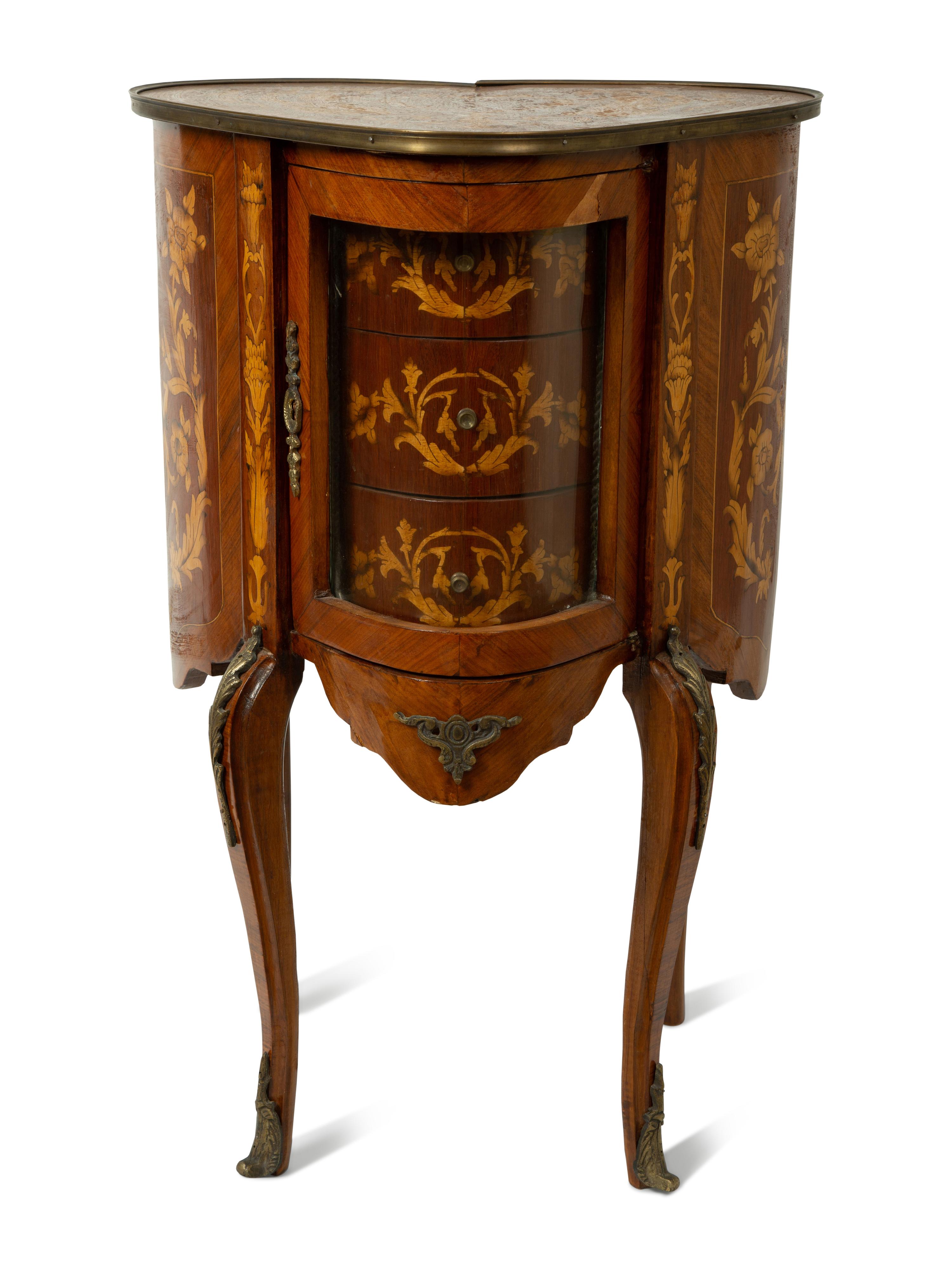 A Louis XV Style Marquetry Heart-Shaped Table — LATE 19TH CENTURY