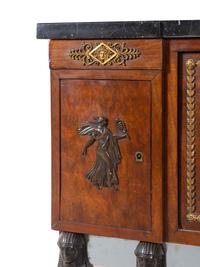 An Empire Style Gilt and Patinated Bronze Mounted Mahogany Marble-Top Secretary Bureau