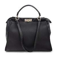 FENDI, LARGE PEEKABOO BAG IN BLACK LEATHER