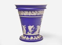 A Monumental Wedgwood Blue Dip Jasperware Monopode Vase, UK, late 19th century