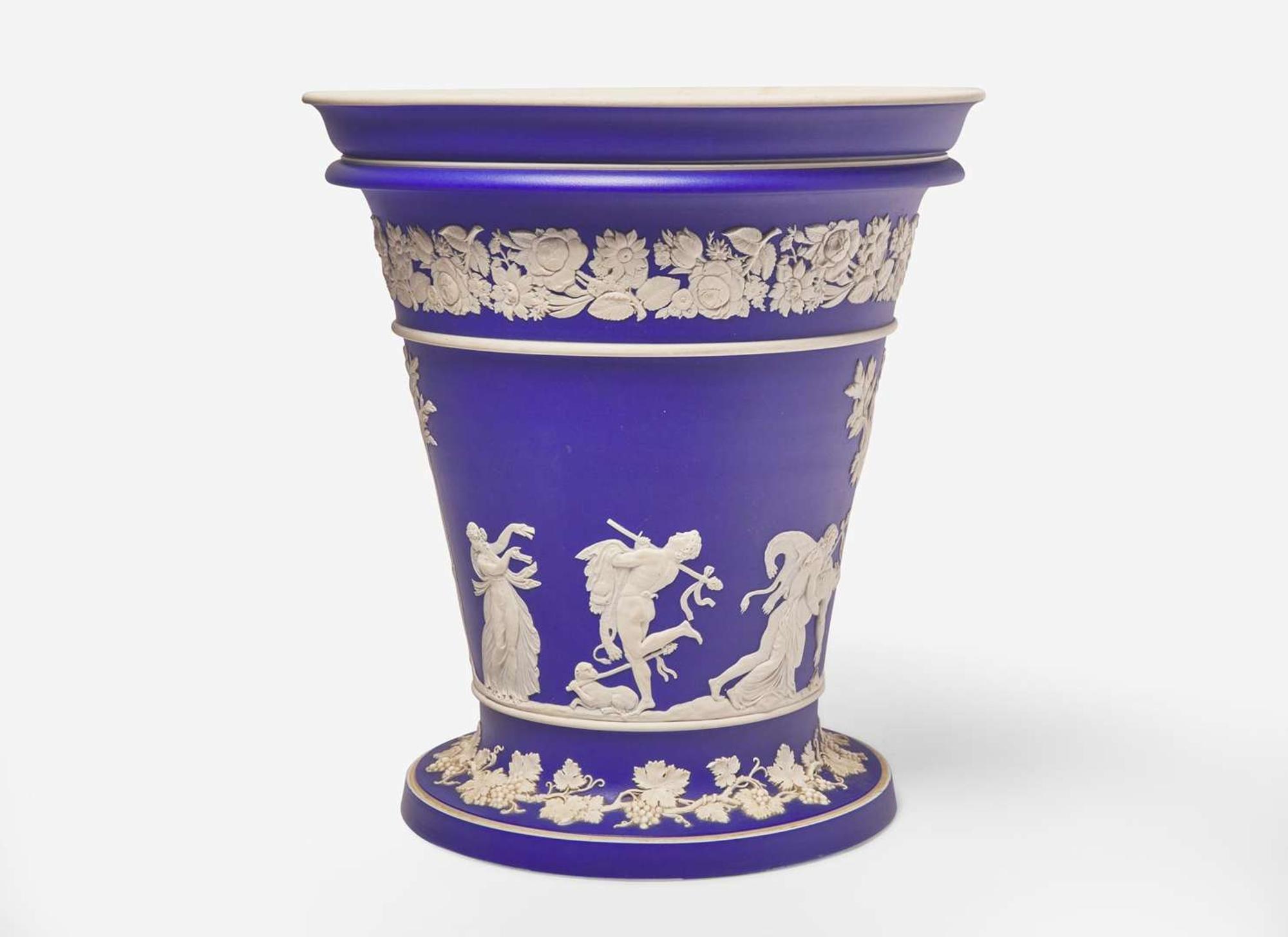 A Monumental Wedgwood Blue Dip Jasperware Monopode Vase, UK, late 19th century