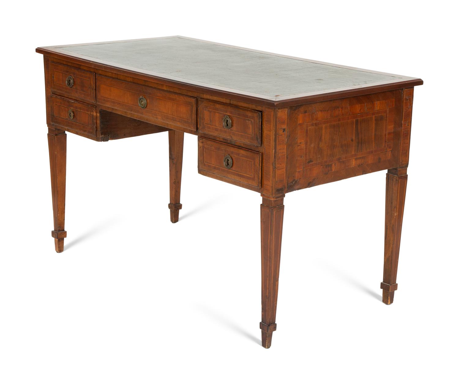 A Louis Phillippe Fruitwood Writing Table with Inset Green Leather Top