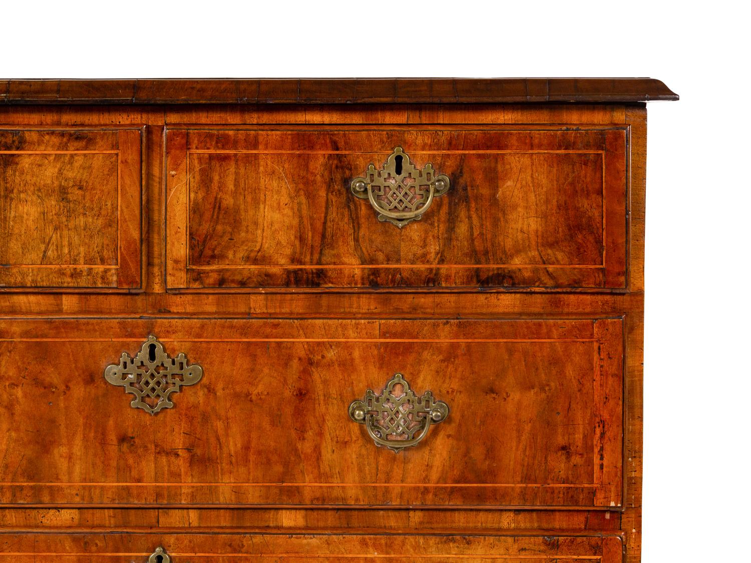 A George II Burl Walnut Chest of Drawers