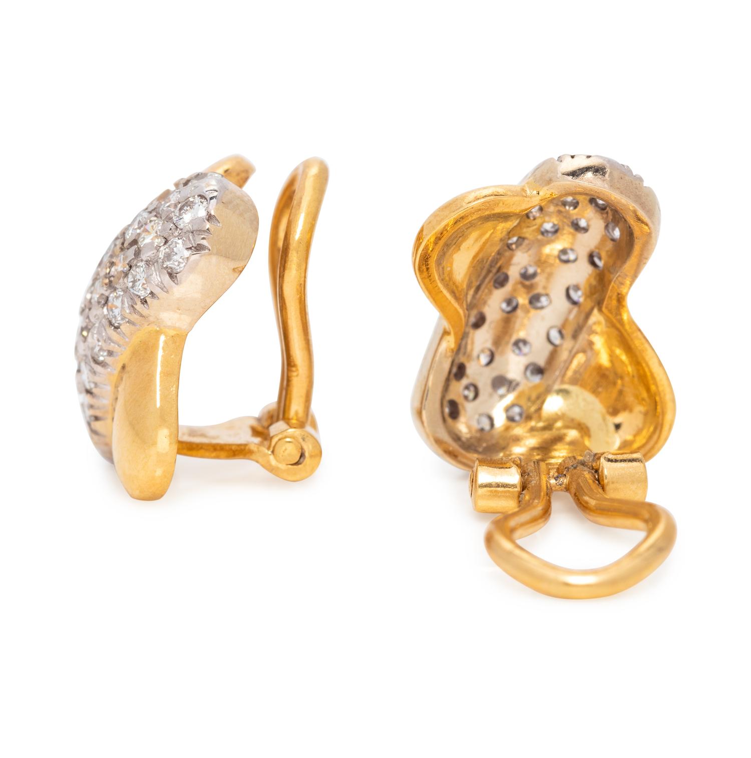 BICOLOR GOLD AND DIAMOND EARCLIPS
