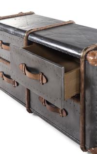A Contemporary Nailhead-Decorated Metal Trunk