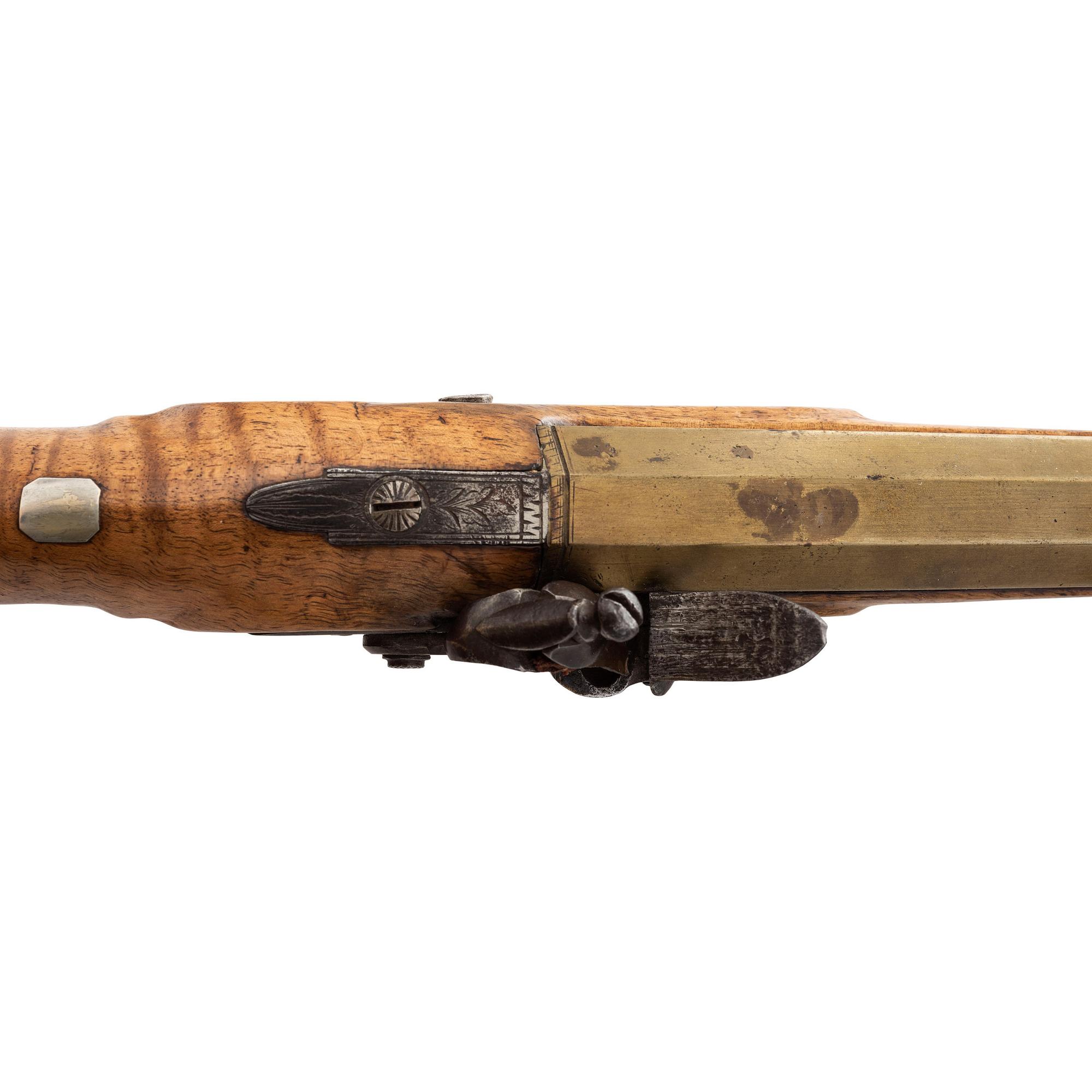Brass Barreled Flintlock Trade Pistol Retailed by A.W. Spies with a Norfolk VA Capture Inscription