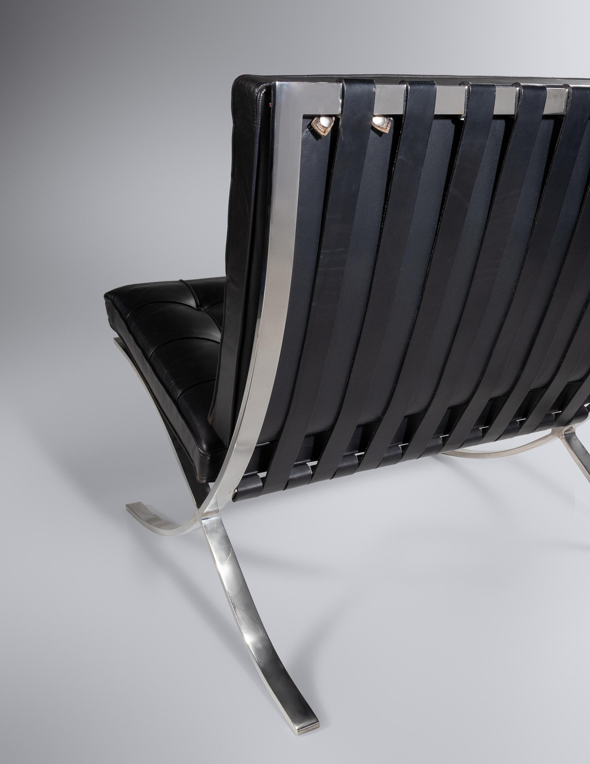 Pair of Barcelona Chairs and Ottomans Knoll International, USA