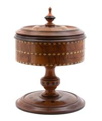 An English Inlaid Walnut Chip Holder — LATE 19TH CENTURY
