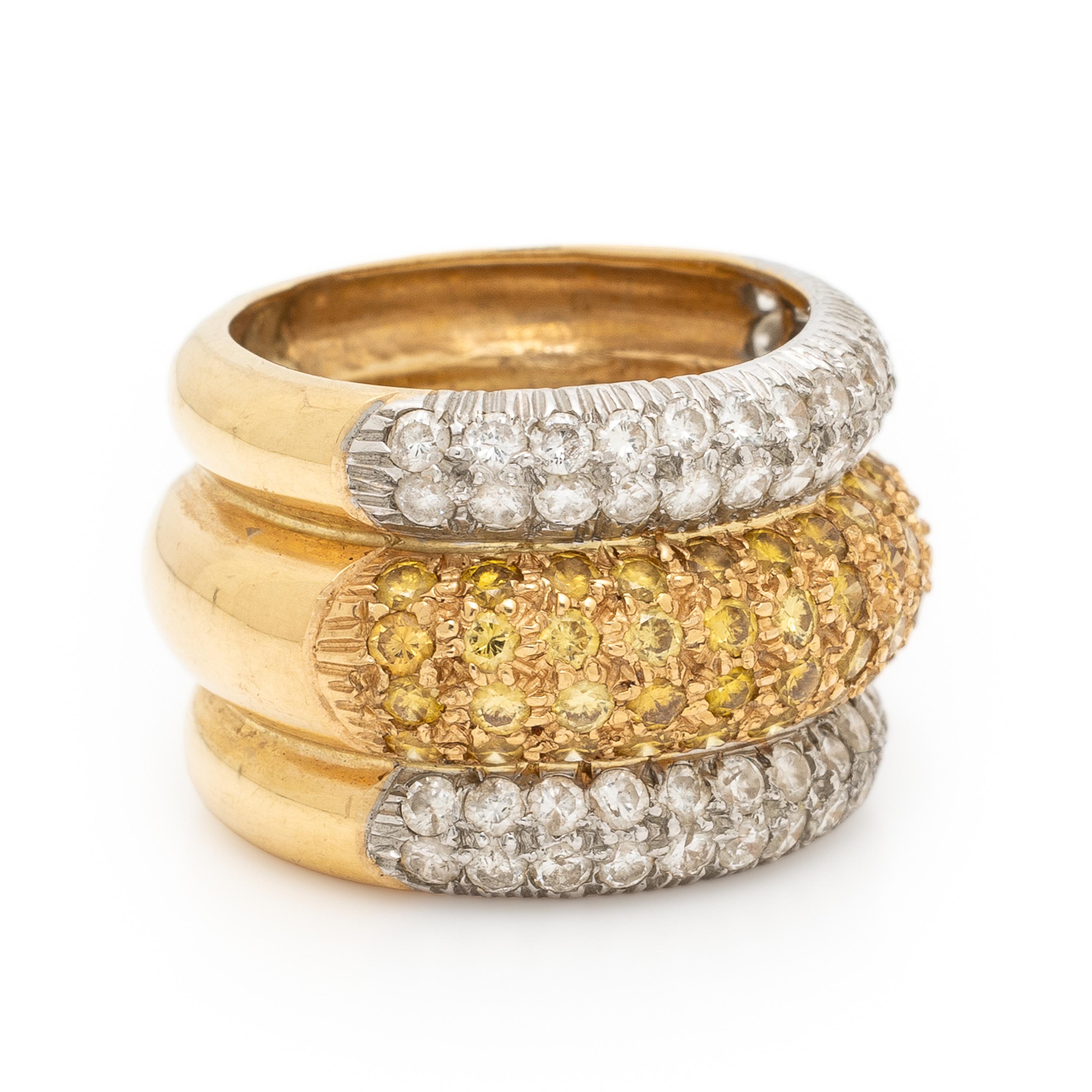 Diamond, Yellow Sapphire, and Yellow Gold Ring