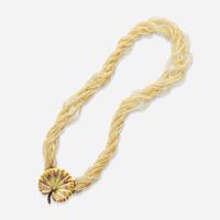 A 14K Yellow Gold and Seed Pearl Torsade