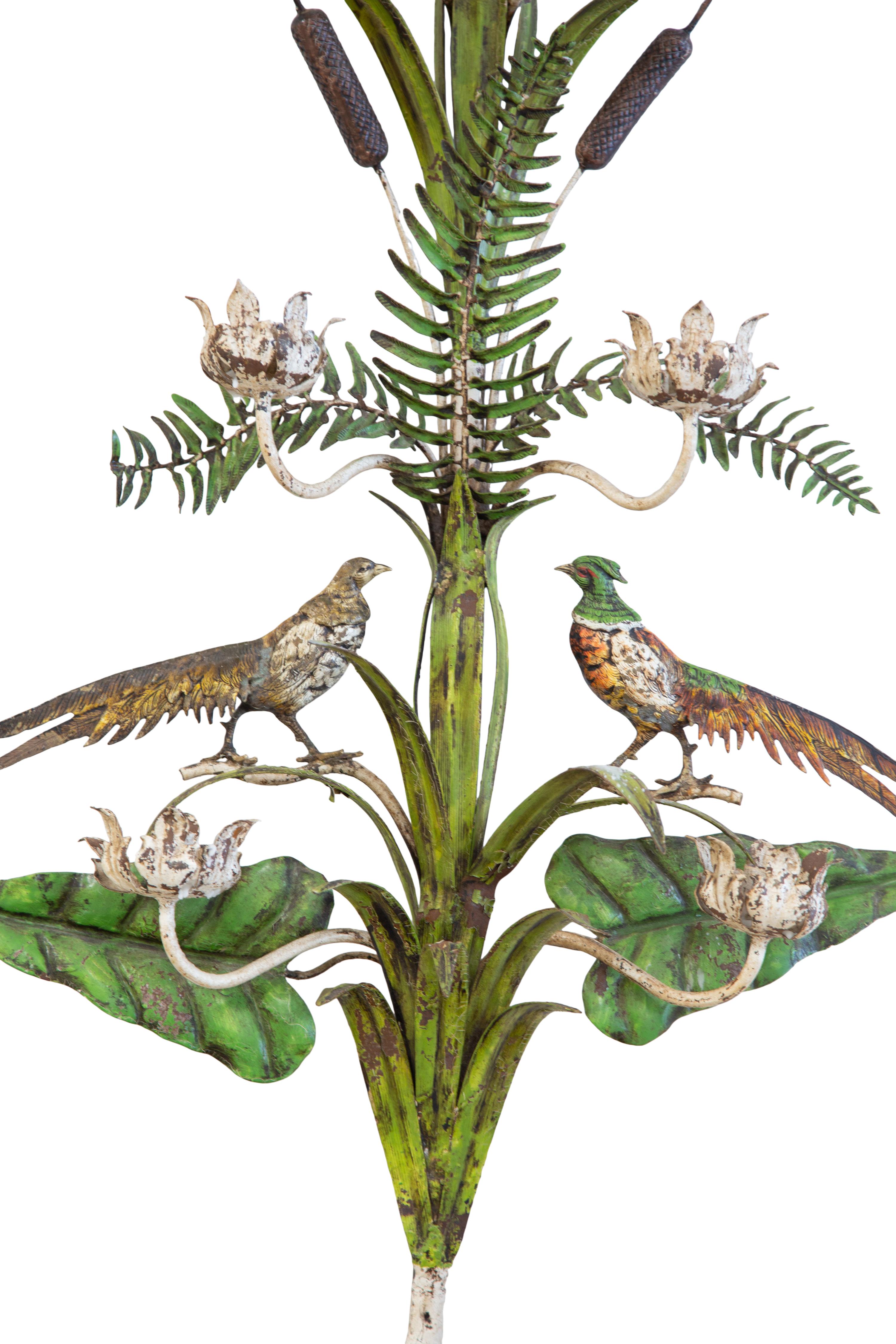 A Pair of Six-Light Tole Peinte Wall Sconces