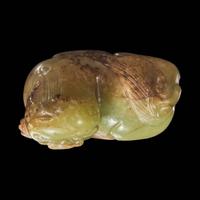 A Chinese jade carving of a mythological animal 瑞兽玉雕 Possibly Six Dynasties/Tang ???????